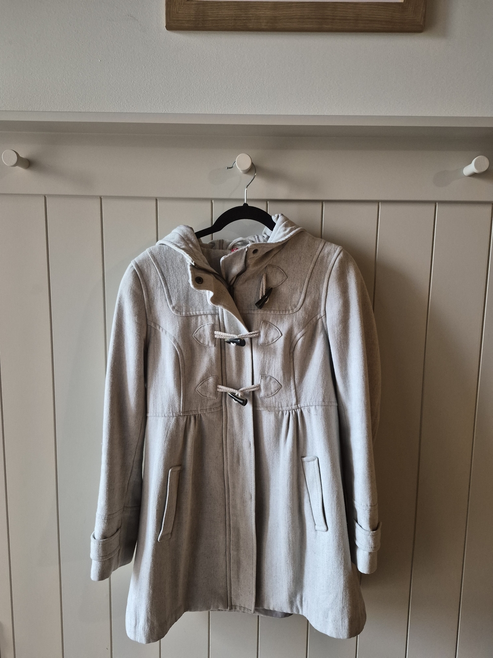 H&M Light Gray Hooded Toggle Pea Coat